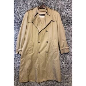 Vintage Jonathan Hale Men's Beige Removable Plush Lining Trench Coat Size 44R